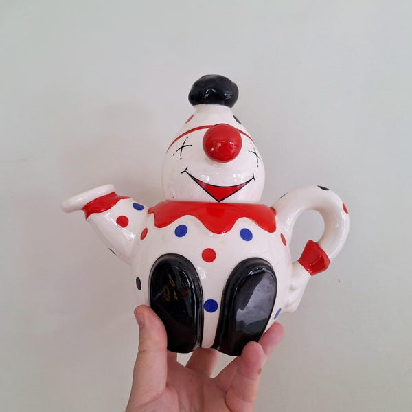 Vintage Clown Teapot by Price Kensington Pottery - Hand-Painted Ceramic - Whimsical Collectible Teapot