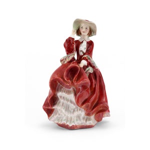 Royal Doulton Top O’ The Hill HN1833 – Royal Doulton Figurine Pretty Lady Collectable Porcelain Harradine Classics Red and Yellow Dress