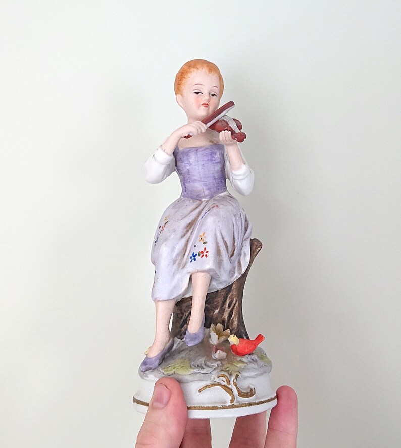 Vintage Boy and Girl Ceramic Figurine Pair Playing Instruments Etsy UK