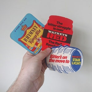 Vintage Beer Mat Job Lot x 10 Random Beer Mats Coasters European Beer Mats Job Lot Retro barware Man Cave