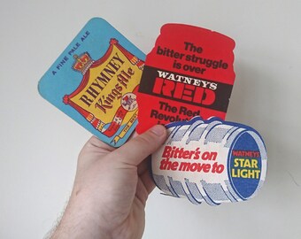 Vintage Beer Mat Job Lot x 10 Random Beer Mats Coasters European Beer Mats Job Lot Retro barware Man Cave