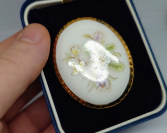 Broszka Aynsley w stylu vintage, kwiatowy ogród wiejski w oryginalnym pudełku, biżuteria kostiumowa z perkaliny, wyprodukowana w Anglii, wisior, broszka
