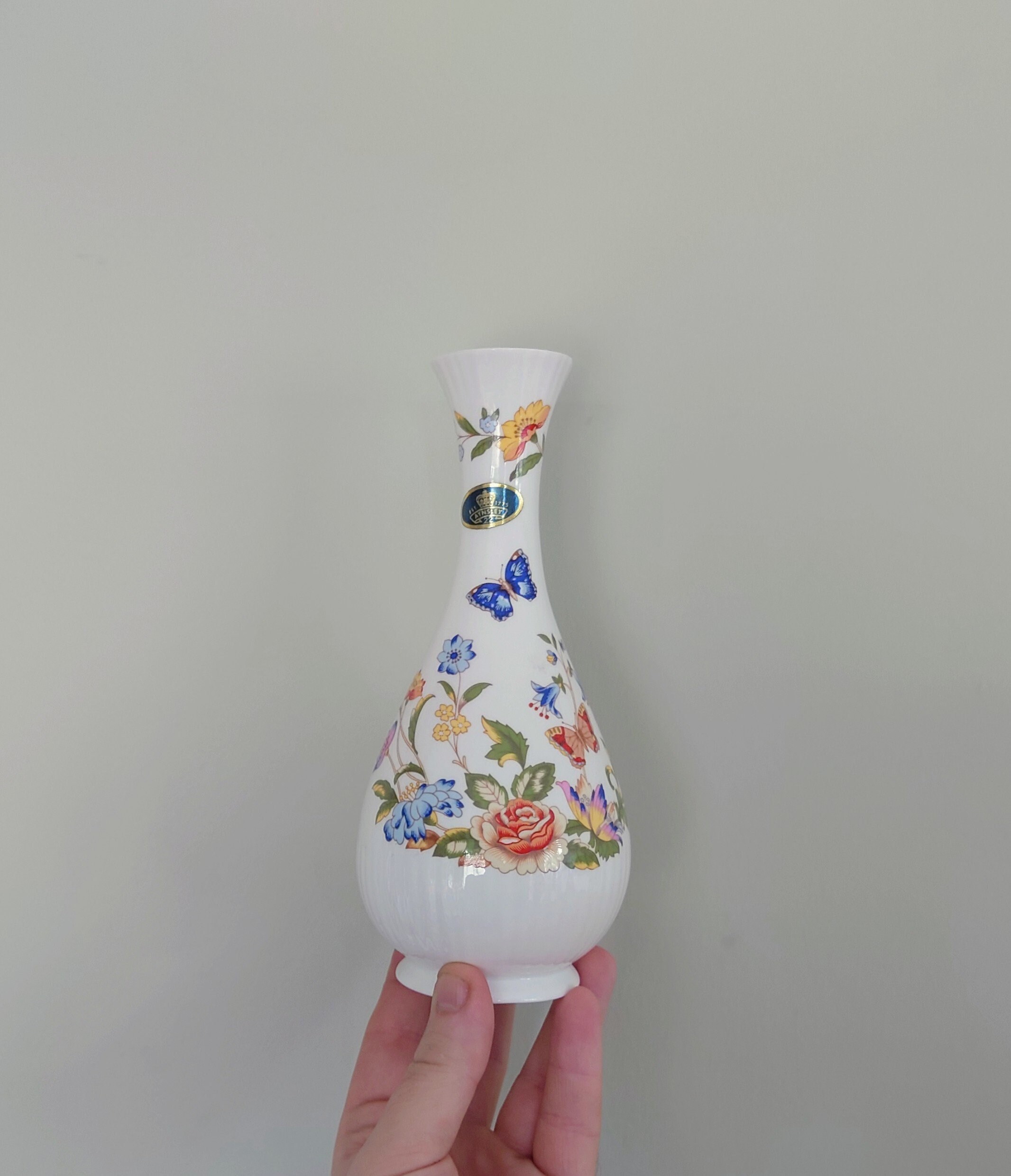 Aynsley グローブ花瓶 コテージガーデン ファインボーンチャイナ磁器