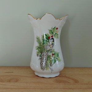 Vintage vas i benporslin, Fenton keramik, fågelblomvas, blomvas, bukettvas, keramikdekor