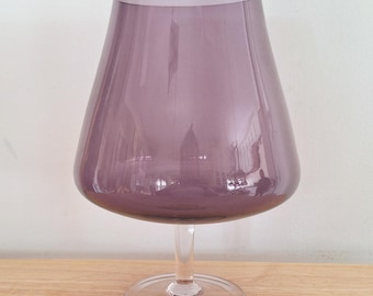 Vintage Purple Glass Vase Goblet Style – Large Display Piece | Retro Home Décor | 20th Century, 12-inch Tall Glass Vase
