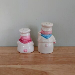 Vintage Chief Pig Pink Salt and Pepper Shakers Cruet Set Novelty Shakers Collectible Kitchenalia Pottery Tableware Dispensers image 2