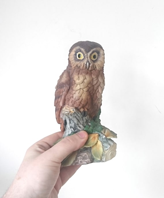 Dolls House Miniature Ceramic Yellow Tawny Owl 