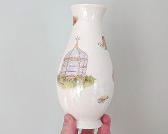 Aynsley  Vase Edwardian Kitchen Garden Fine Bone China Porcelain Made in England Pattern Collectable Gift Vintage Flower Vase