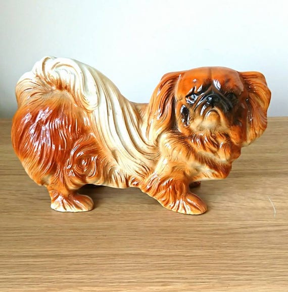 Vintage dog figurine Pomeranian/ Japanese Chin Ornament Etsy