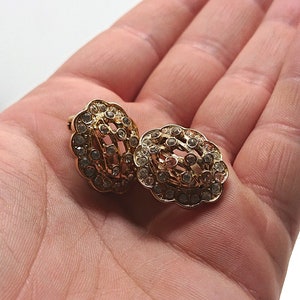 Vintage Earrings Gold Diamond Clip on Earrings Diamanté - Etsy