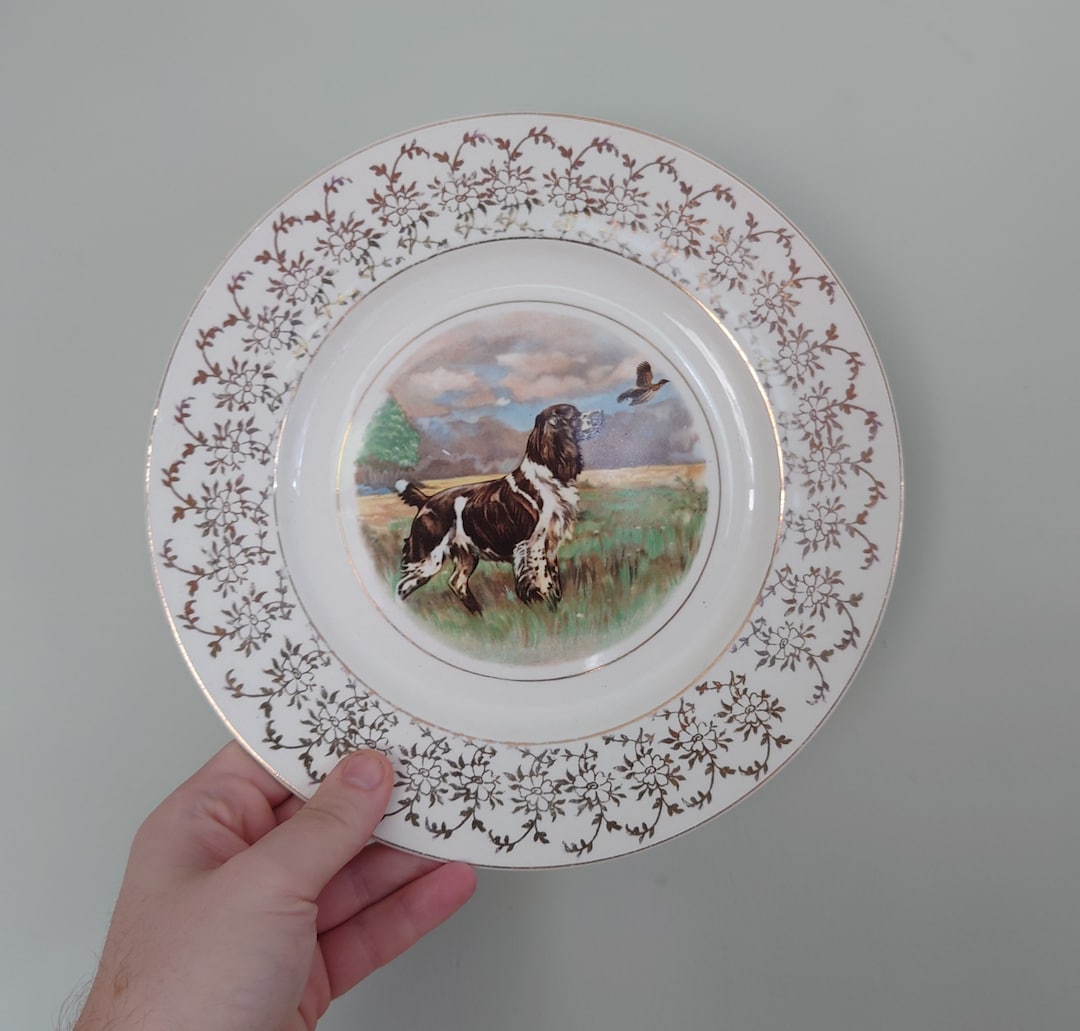 Vintage Decorative Plate Kirklands & Co Embassy Ware Hunting Dog Scene