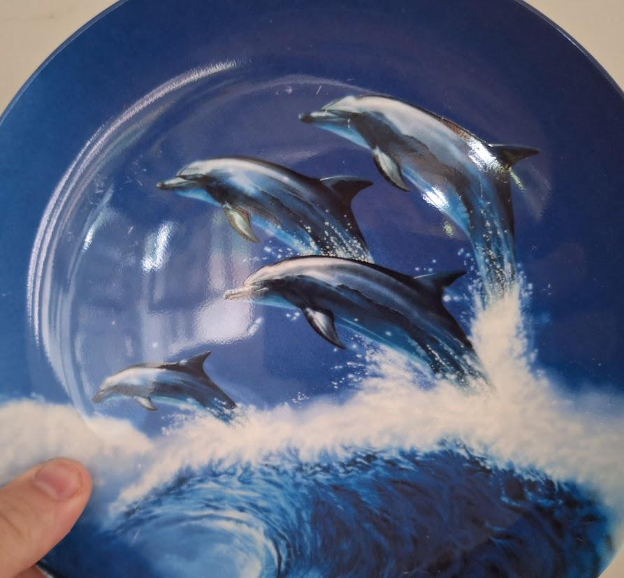 Danbury Mint 'crashing Waves' Dolphin Plate by Robin Koni
