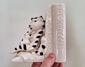 Vintage Takahashi “the Joy of Cats” Ceramic Bookends Figurines