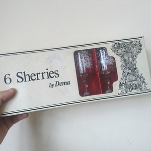 Vintage Sherry Glasses by Dema 1960s boxed set of 6 Vintage Drinking Glasses, Shot Glasses Floral Vintage Barware