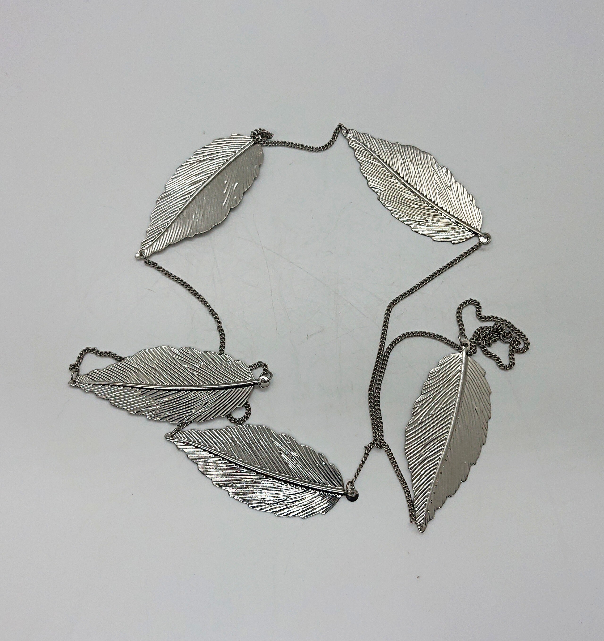 Clip à Cheveux Vintage En Forme De Feuille - Strass Cristal - Argenté - Occasion