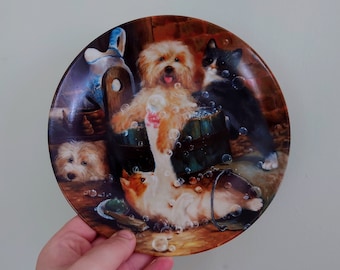 Vintage Wall Plate Bradford Exchange 'German Dog/Cat/Animal Series'' Fine Bone China Decorative Plate Collectable Boxed Plate
