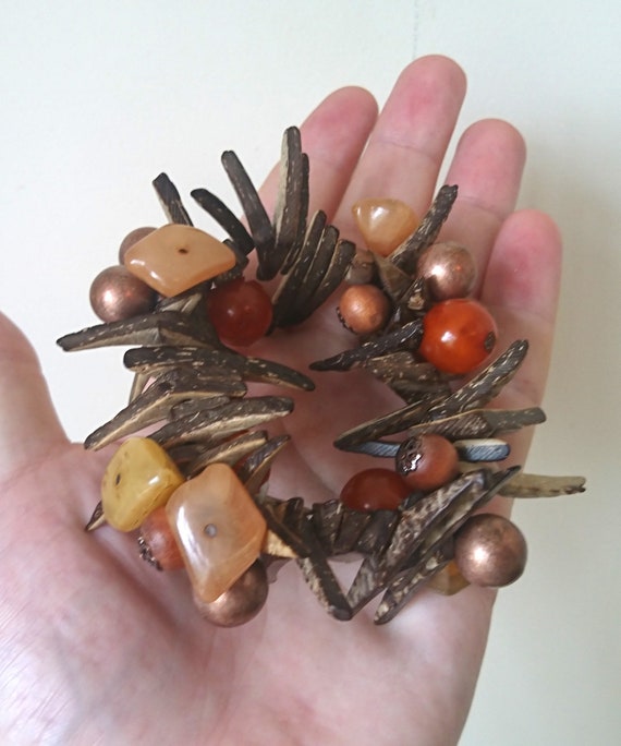 Vintage Wooden Beaded Bracelet Boho Bohemian Luci… - image 3