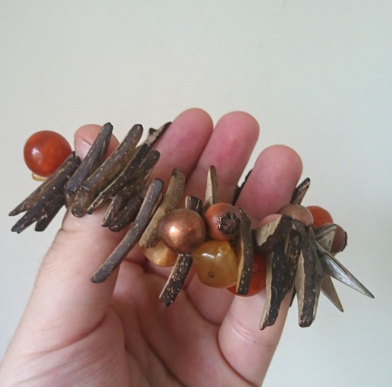 Vintage Wooden Beaded Bracelet Boho Bohemian Luci… - image 4