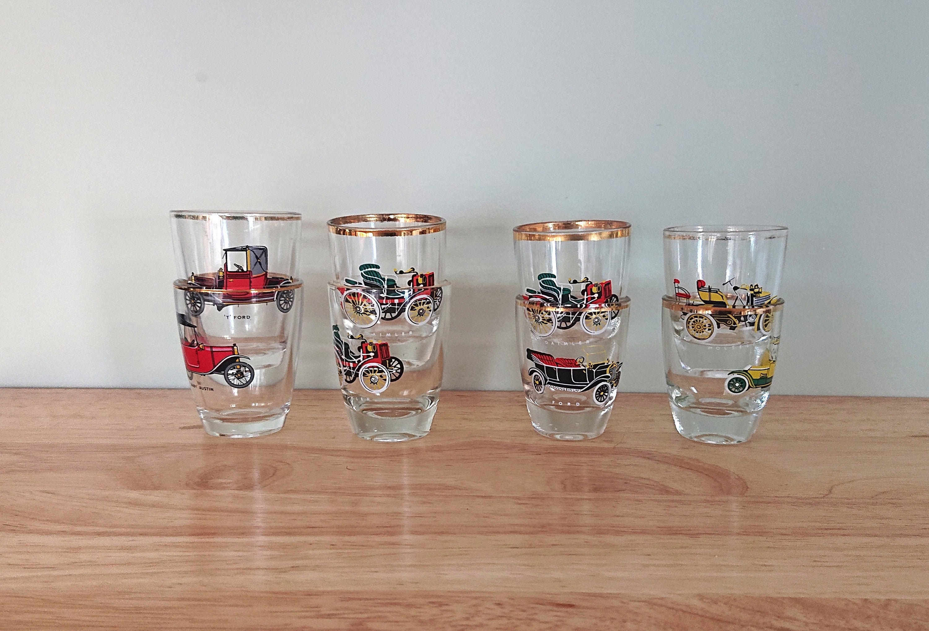Vintage Shot Glasses Car Liqueur Glasses Barware Classic Car Etsy UK