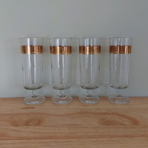 Vintage Gold Vergoldete Sherry Gläser 4er Set Mid Century Trinkgläser Retro Barware Schnapsglas