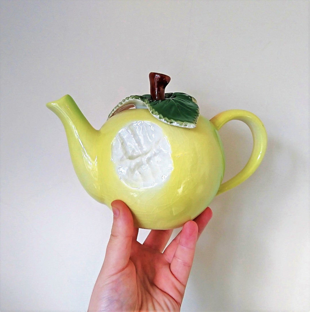 Vintage Novelty Tea Pot Sunshine Ceramics ' the Apple With a Bite