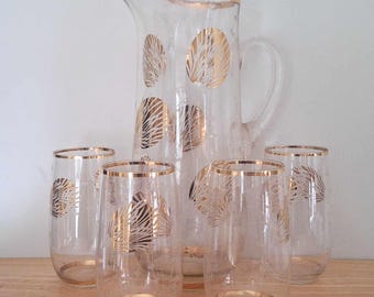 新品◆①リビーゴールデンフォリッジ　グラス　４客　アメリカ製アンティーク ヴィンテージ Libbey Glass Company ゴールデン フォリッジ ガラス