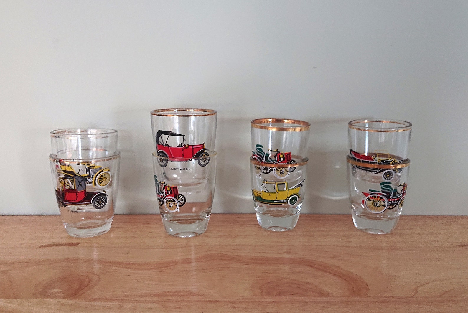 Vintage Shot Glasses Car Liqueur Glasses Barware Classic Car Etsy UK