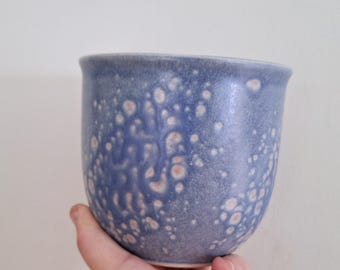 Vintage Scheurich Blue Speckled Ceramic Plant Pot | Mid-Century West German Pottery | Retro Flower Planter | Indoor Garden Decor