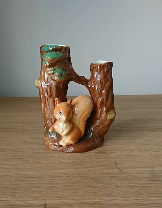 Vintage Vase Squirrel by a Tree Posy Vase Hornsea Fauna Royal Made 