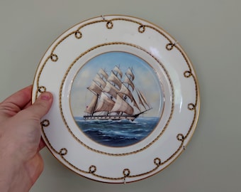 Vintage Wall Plate 'Sailing Ships Scene' Ceramic Plate Fine Bone China Porcelain Coalport Fine Porcelain Decorative Plate