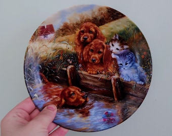 Vintage Wall Plate Bradford Exchange 'German Dog/Cat/Animal Series'' Fine Bone China Decorative Plate Collectable Boxed Plate