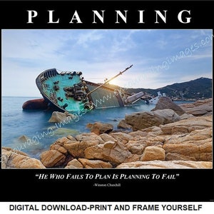 DOWNLOAD,Motivational Poster,Ship,Planning,Shipwreck,Sail,Sailing,Motivational Print, Motivational Art,Personalization Available