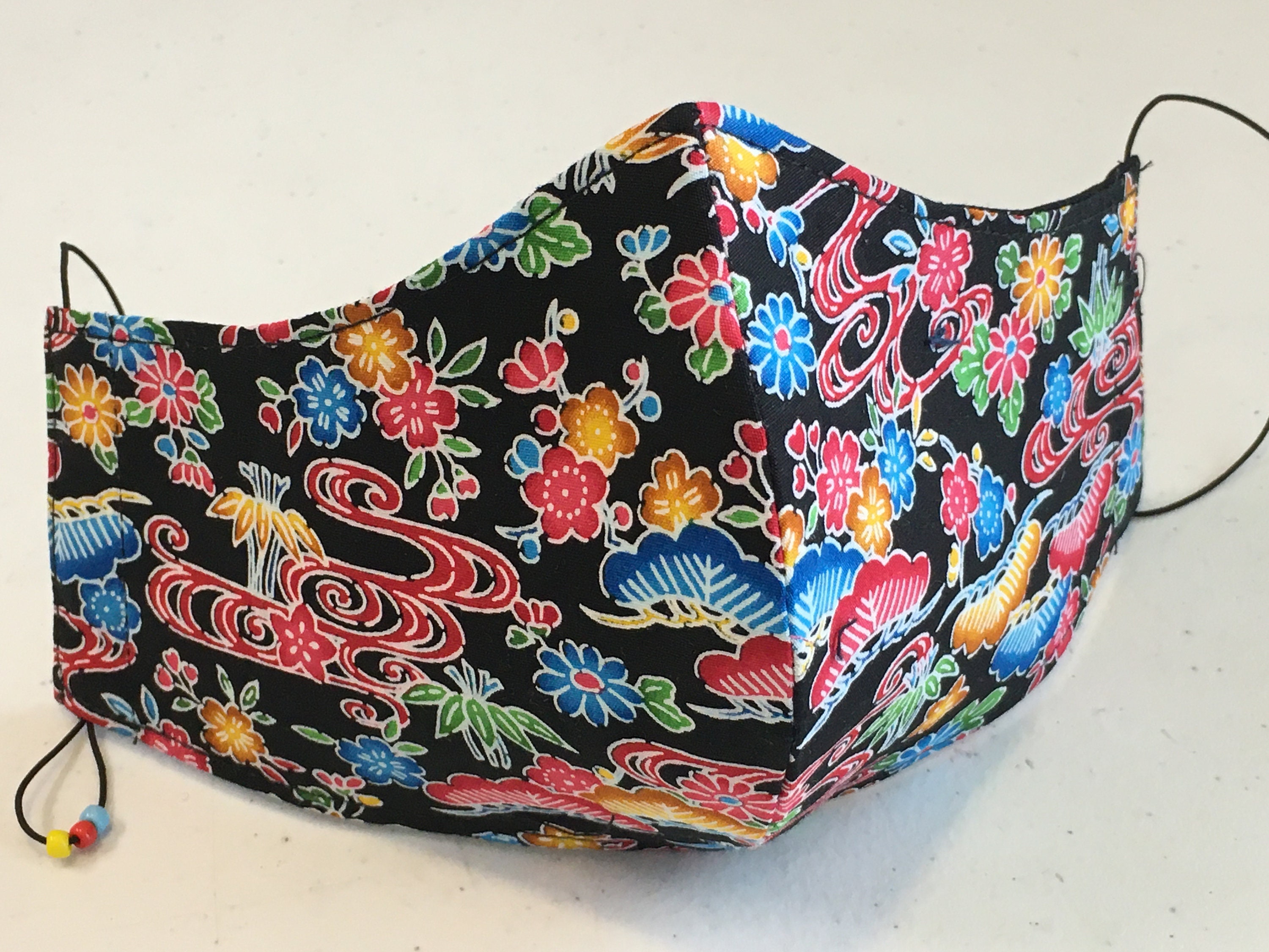 Japanese Triple Layered Face Mask for Women Okinawan Bingata Etsy