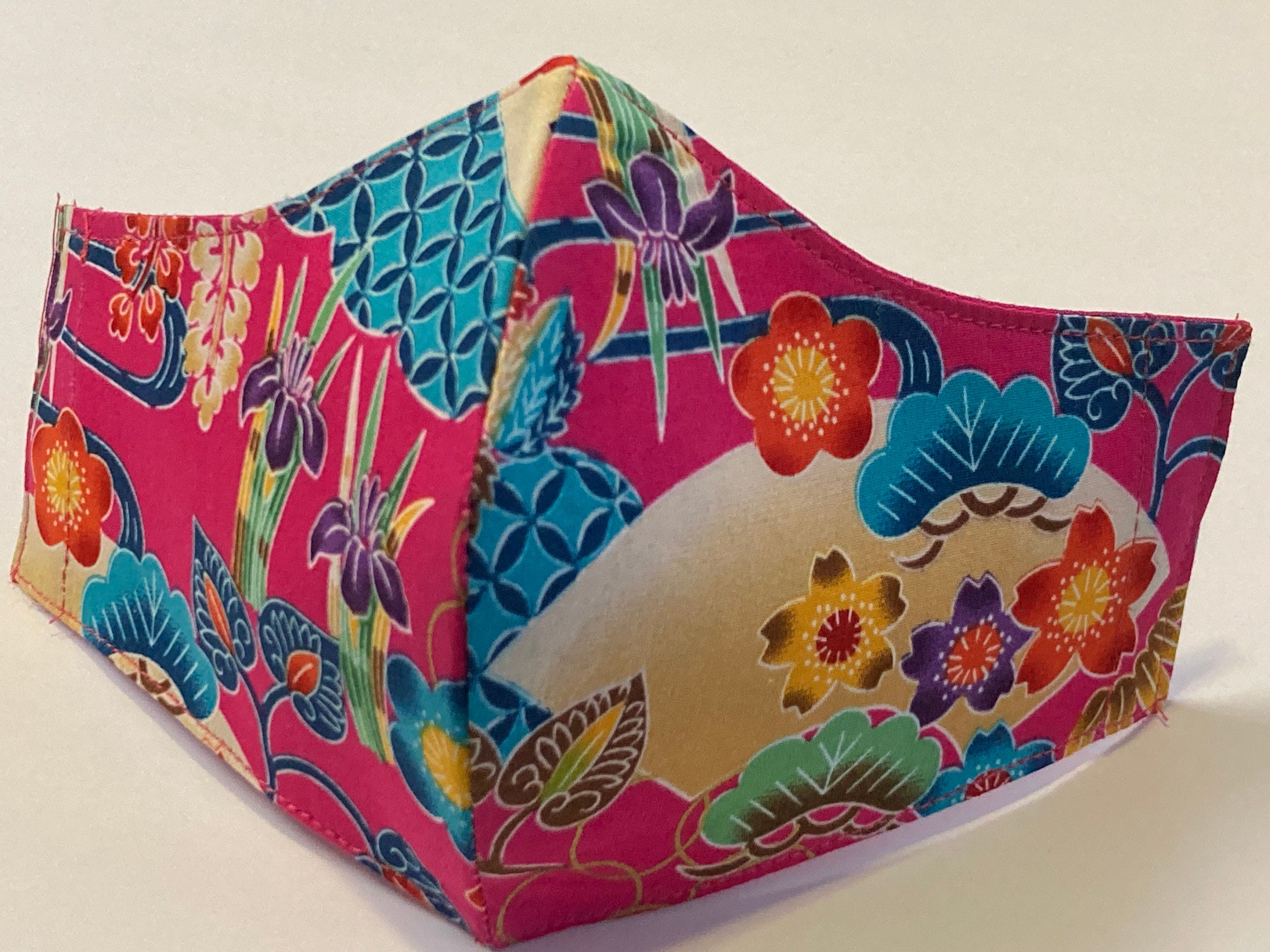 Japanese Triple Layered Face Mask for Women Okinawan Bingata Etsy