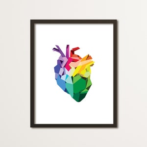 Rainbow Geometric Heart (2023) Artwork Print
