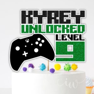 Unlocked Level - Gamer Cake Topper - Gamer Birthday - Gamer Party -  Birthday Cake Topper
