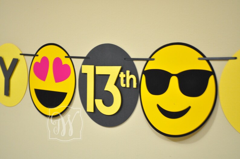 Emoji Inspired Birthday Banner Emoji Party Emoji Birthday Etsy