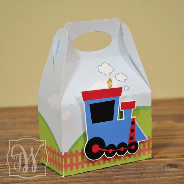 Train Treat box - Gable Box - 12 Personalized Train Gable Boxes - Train Favor Boxes - Train Treat Boxes - Train Party Favors