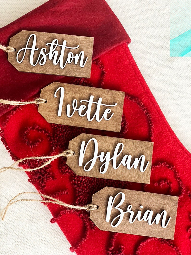 Christmas Name Tags Stocking Name Tags Personalized Tags Etsy