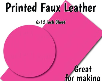 Medium Pink Solid Faux Leather Sheet/Printed Faux Leather for Earrings/Leather Fabric for Bows/Leatherette Sheets/Synthetic Leather