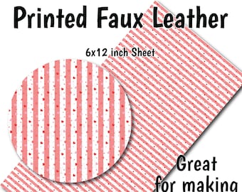 Cute Valentine Faux Leather Sheet/Printed Faux Leather for Earrings/Leather Fabric for Bows/Leatherette Sheets/Synthetic Leather