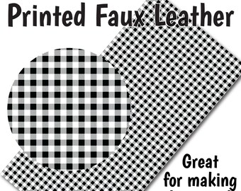 White Buffalo Plaid Faux Leather Sheet/Printed Faux Leather for Earrings/Leather Fabric for Bows/Leatherette Sheets/Synthetic Leather