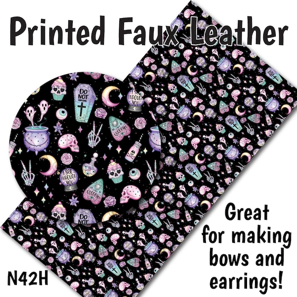 Pastel Goth Faux Leather Sheet/Printed Faux Leather for Earrings/Leather Fabric for Bows/Leatherette Sheets/Synthetic Leather