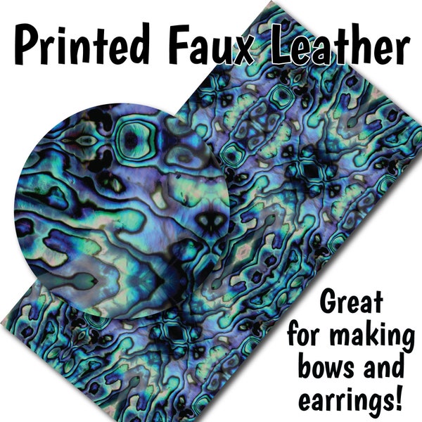 Blue Green Abalone Pattern Faux Leather Sheet/Printed Faux Leather for Earrings/Leather Fabric for Bows/Leatherette Sheets/Synthetic Leather