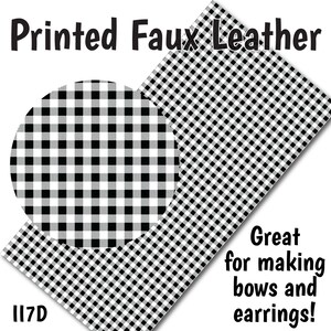 White Buffalo Plaid Faux Leather Sheet/Printed Faux Leather for Earrings/Leather Fabric for Bows/Leatherette Sheets/Synthetic Leather