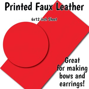 Red Solid Faux Leather Sheet/Printed Faux Leather for Earrings/Leather Fabric for Bows/Leatherette Sheets/Synthetic Leather