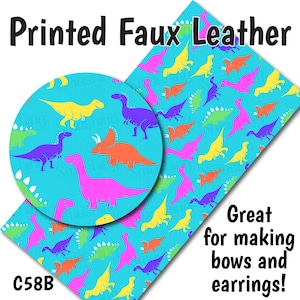 Dinosaur Pattern Faux Leather Sheet/Printed Faux Leather for Earrings/Leather Fabric for Bows/Leatherette Sheets/Synthetic Leather