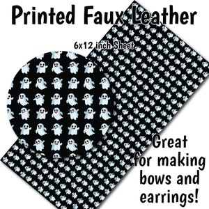 Ghosts Faux Leather Sheet/Printed Faux Leather for Earrings/Leather Fabric for Bows/Leatherette Sheets/Synthetic Leather