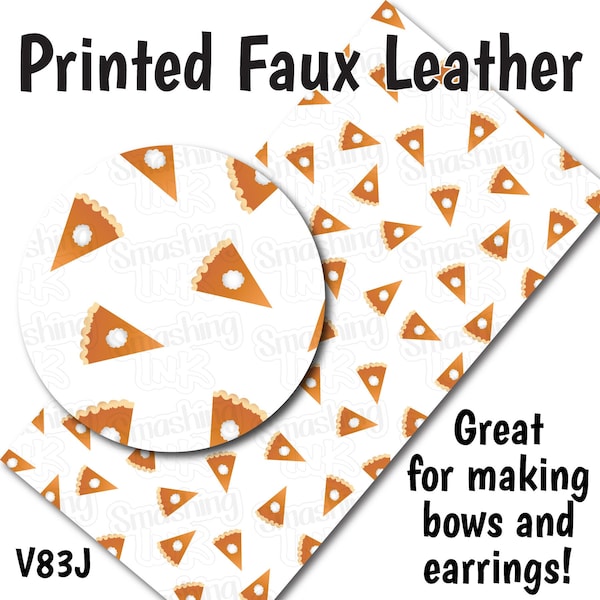 Pumpkin Pie Faux Leather Sheet/Printed Faux Leather for Earrings/Leather Fabric for Bows/Leatherette Sheets/Synthetic Leather