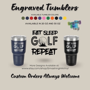 Eat Sleep Golf Vacuum Insulated Engraved Tumbler
